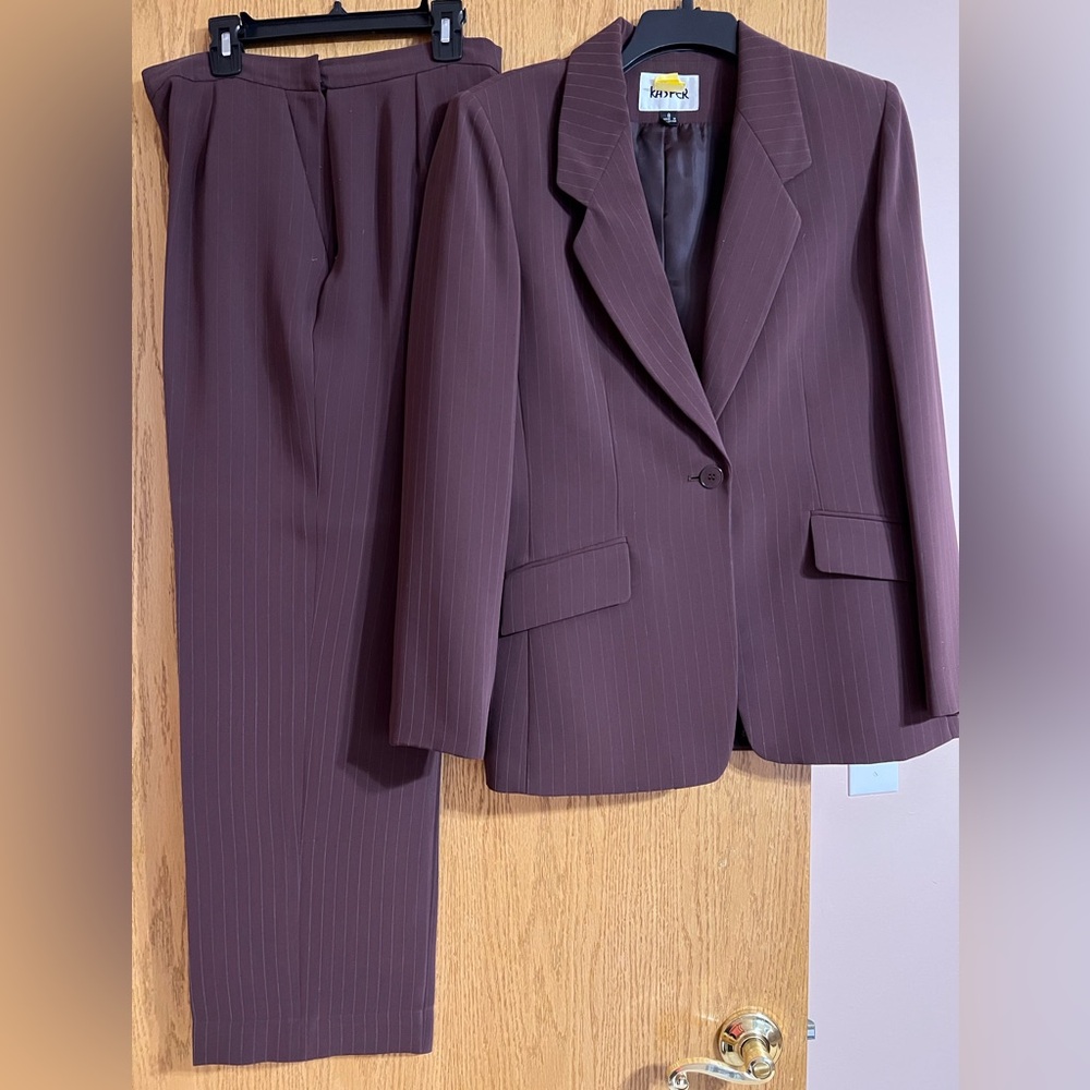Brown Pinstripe Suit Set